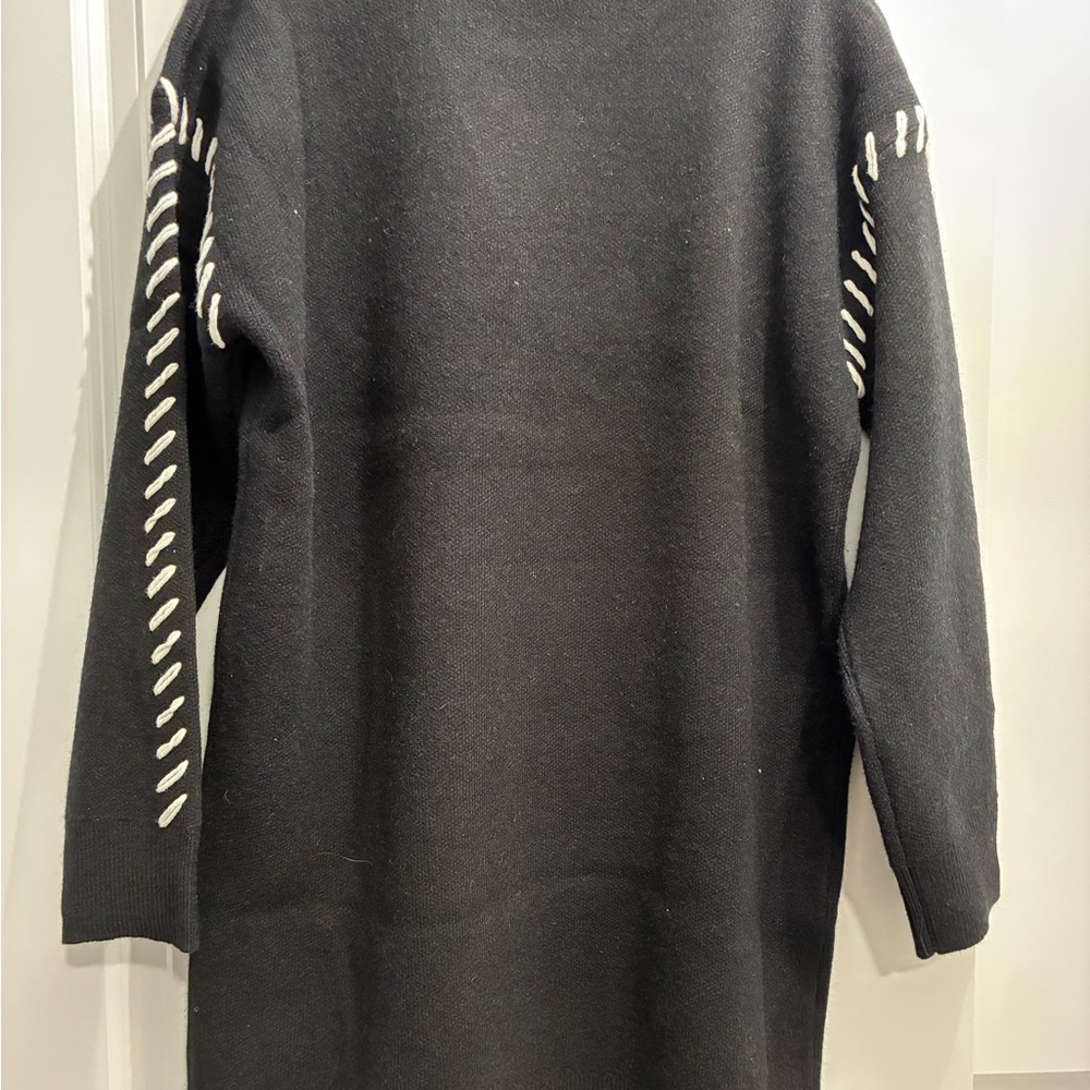 English Factory Black Sweater Dress with White Stitching - Picture 2 of 6